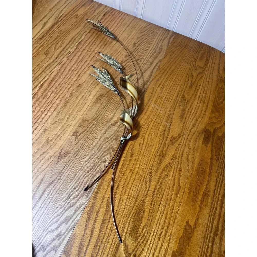 Vintage Home Interiors Brass Wheat Wall Hanging Metal Mid Century Modern 31 Inch